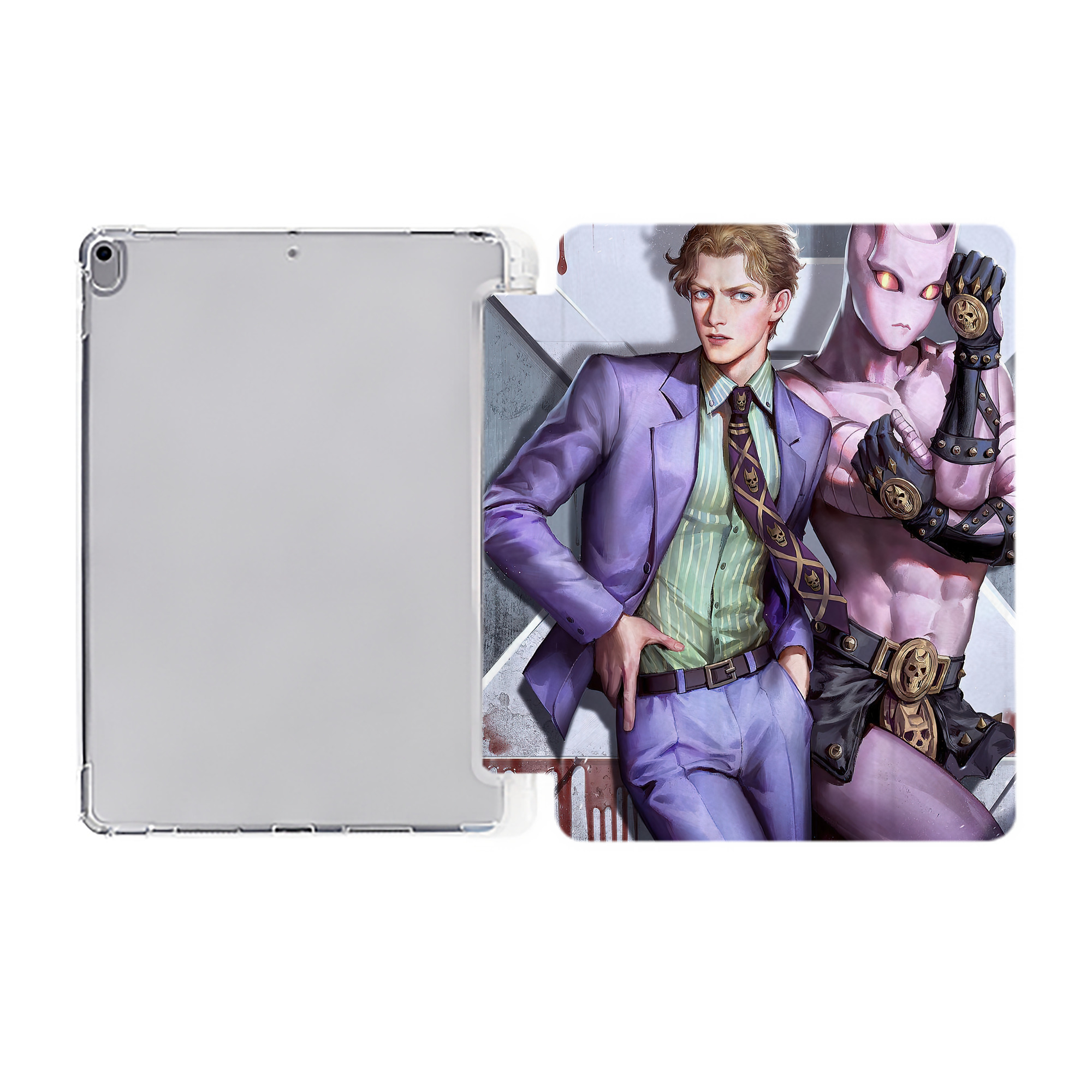 （画像用） ジョジョの奇妙な冒険 JoJo's Bizarre Adventure IPad ケース ペン収納付き 三つ折りスタンド PUレザー×シリコン 対応機種9.5/10.5/10.9インチ